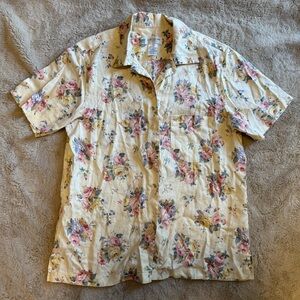 Vintage Floral Yellow Jones New York Button Front Shirt